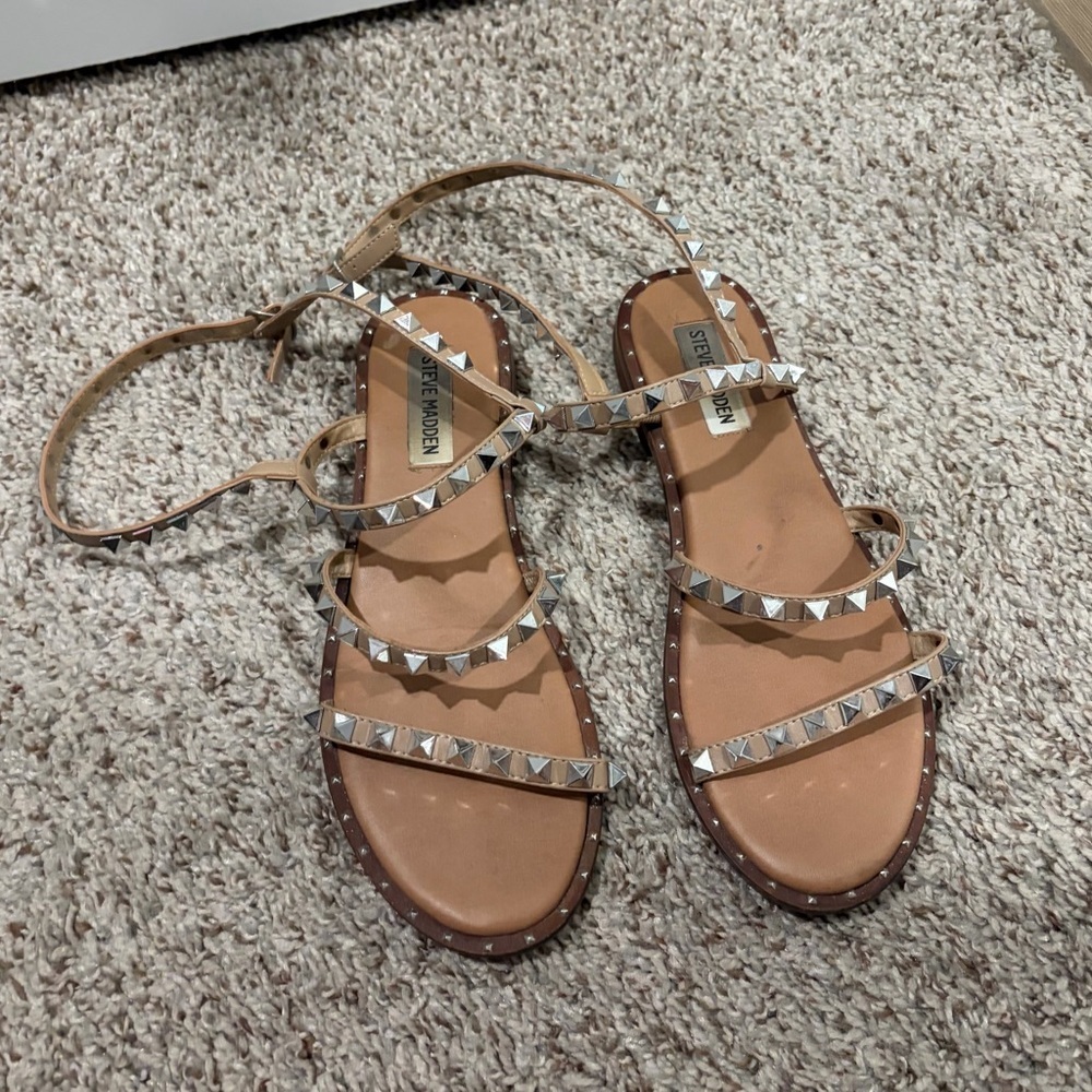 Steve Madden Brown Sandals with Silver Studs